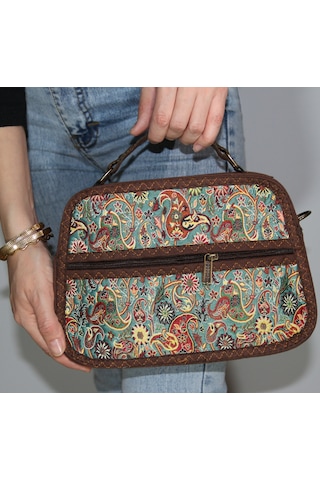 Pujiva Omuz Çantası, Kol Çantası, Etnik Tarz Kilim Desenli, Askılı Çanta, Günlük Çanta En 25 Bo 19 D 8 Yeşil
