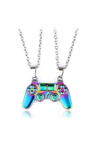 Yaratıcı Manyetik Oyun Kumandası Eşleşen Kolye Arkadaş Aşıklar Çiftler İçin, Eşleşen Oyun Kumandası Manyetik Çekici Kolye En İyi Arkadaş Erkek Veya O İçin Silver