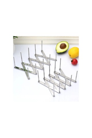 Geeroyoo 7 Katmanlı Paslanmaz Çelik Mutfak Düzenleyici - Ayarlanabilir Tabak, Tava Ve Kapak Askısı Gümüş