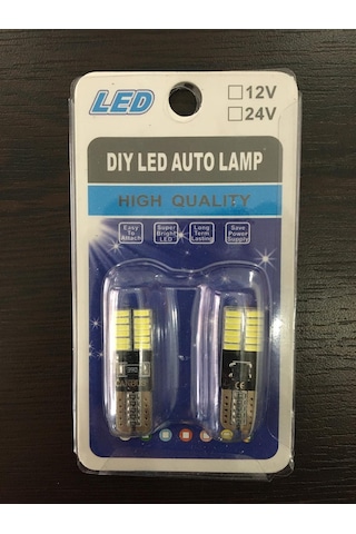 24 Ledli T10 Dipsiz Beyaz Park Ledi Ampulü 12V Cob Led Smd Canbus