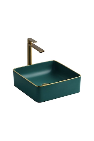 Lena - Tezgah Üstü Porselen Lavabo Yeşil Outlet - E-4070y- Diğer