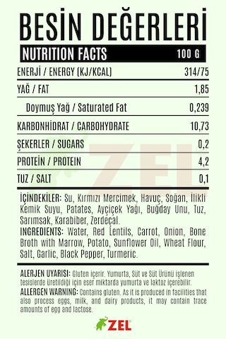 Mercimek Çorbası İlikli Kemik Suyundan 3 Adet 480ml