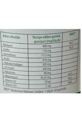 Adv Nutrient Kalsiyum İçeren Takviye Edici Gıda