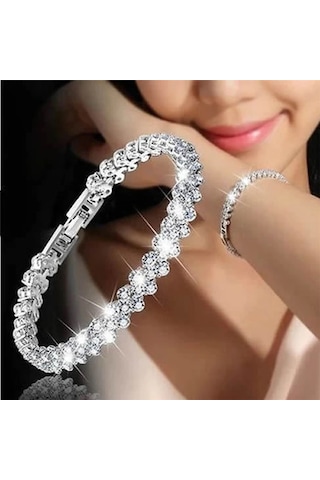 Zirkon Taşlı Gümüş Bileklik, 2022Trend Sevgililer Günü Hediye Si Çok Renkli