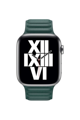 Lexroo Aple Watch Series 6 44mm İçin Kordon Leather Link Band Koyu Yeşil Watch - Koyu Yeşil