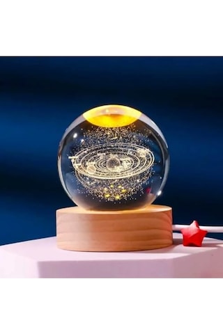 3d Kristal Cam Küre, Ahşap Soketli Gece Lambası,led, Sevgiliye Hediye, Noel, Öğretmenler Günü, Özel Tasarım Har
