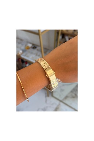 Gold Detaylı Kare Model Kadın Saat Altın