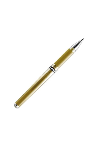 Signo Pen Geniş Metalik Jel Mürekkep Rollerball - Metal 1 Mm Uç Ucu 0,65 Mm Kauçuk Saplı Çizgi Genişliği - Um-153 - 6'lı Paket - Beyaz, Gümüş Ve Altın 165-Koyu Yeşil