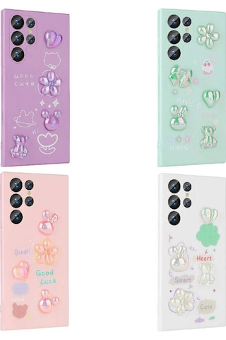 Galaxy S23 Ultra Uyumlu Kabartma Figürlü Parlak Csm Zore Toys Silikon Kılıf-açık Yeşil
