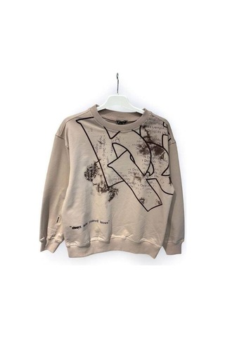 Erkek Çocuk Delights Yazılı Sweat-15185 Vizon