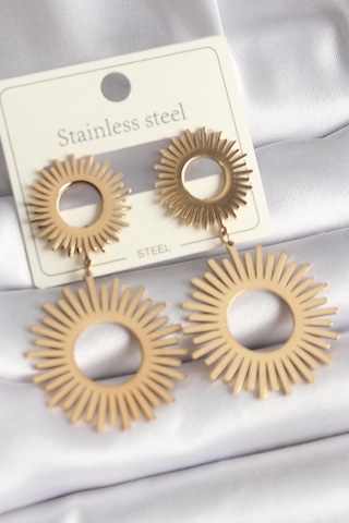 Çelik Gold Renk Güneş Model Kadın Küpe Altın