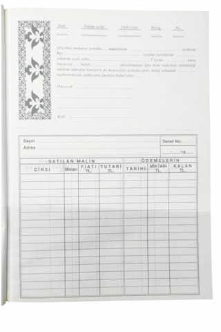 Turkuaz Taksitli Senet Defteri Karton Kapak 20x28 200 Yp.