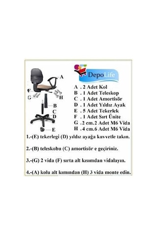 Depolife Çocuk Genç Odası Bilgisayar Çalışma Koltuğu Amortisörlü