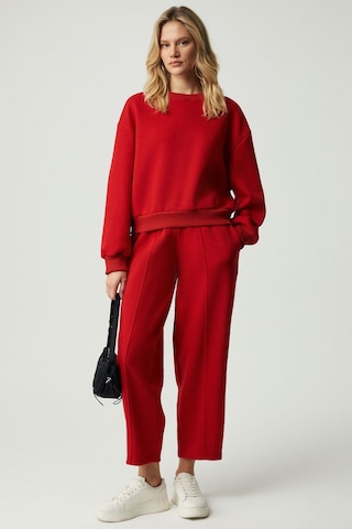 GRIMELANGE Morgana Kadın Bisiklet Yaka Uzun Kollu Kırmızı Sweatshirt Kırmızı