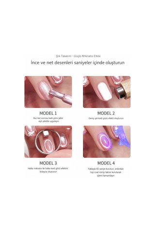 Halka Ve Kare Uçlu Dairesel Kedi Gözü Kalıcı Oje Mıknatısı Cat Eye Magnet Rncat001