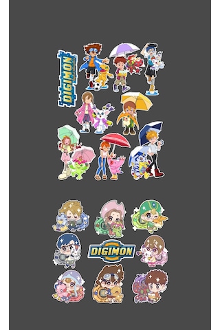 Digimon - Digital Monster Anime 2li Sticker Set Telefon-laptop Süsleme-ödül Çıkartmaları