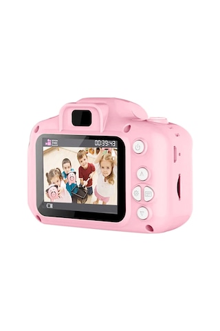Vkemall 3 Yaş Ve Üstü Çocuklar İçin Pembe Mini Dijital Kamera - 720p Video, Fotoğraf Çekimi Ve Sticker Özellikli