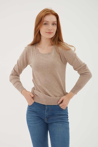 Fashion Friends Kadın U Yaka Kazak 25k0779k1 Vizon