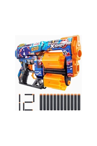 X Shot Zuru X-shot Skins Dread Sonic 12 Dart Kapasiteli Oyuncak Blaster Nerf, Oyuncak Tabanca Çok Renklli