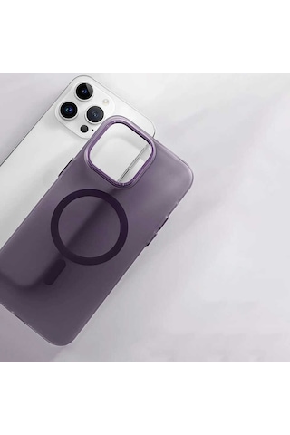 Apple Uyumlu iPhone 14 Pro Magsafe Şarj Özellikli Buzlu Sert Pc Tchs Tuval Kılıf-derin Mor Derin Mor