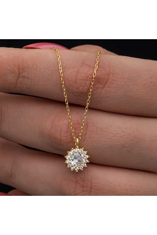 Artsmagazinmücevher Gümüş Gold Minimal Yuvarlak Anturaj Kadın Kolye