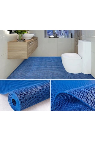 New Banyo Duş Havuz Zincir Mat Paspas Kaydırmaz Pvc Paspas / Mavi / Ebat: 90 Cm X 1 Mt Mavi