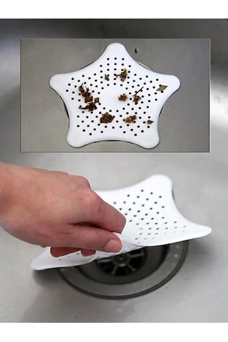 2 Adet Siyah-beyaz Deniz Yıldızı Lavabo Süzgeci, Lavabo Tıkacı, Silikon Süzgeç Beyaz