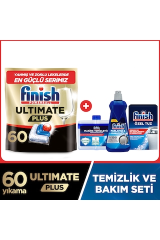 Finish Ultimate Plus Bulaşık Makinesi Deterjanı Kapsül Tablet 60 Adet + Temizlik Ve Bakım Seti
