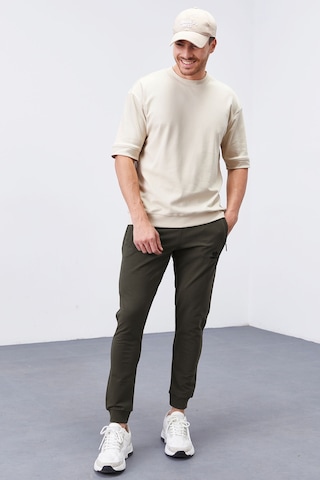 Tommy Life Haki Fermuar Cepli Dar Kalıp Jogger Erkek Eşofman Alt - 84343 Haki