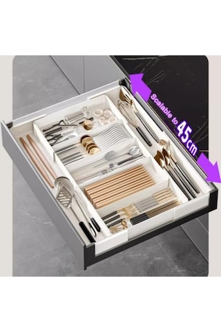 Pazly Teleskopik Sofra Saklama Kutusu Genişletilebilir Büyük Kapasiteli Çok Bölmeli Diğer