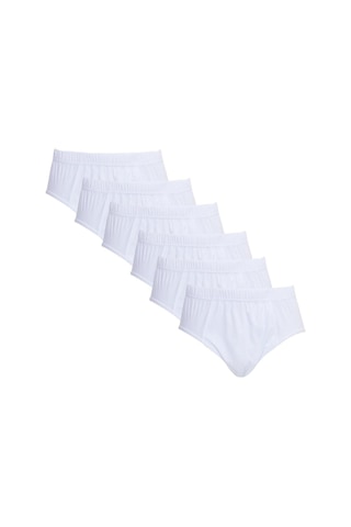 Tudors Erkek 6'lı Paket Lastikli %100 Pamuk Beyaz Slip Külot-41731 Beyaz