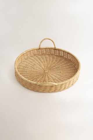 Meander Doğal Rattan Kulplu Tepsi 35x5x10 Cm 4582 L