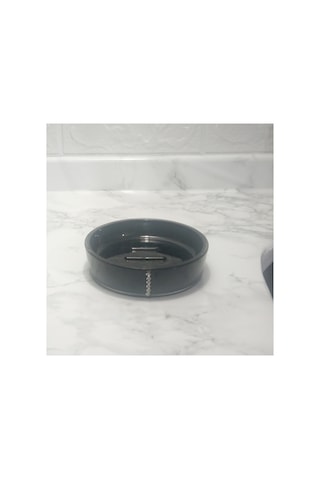 Buççin Online Mağaza Sabunluk Siyah Kristal Taşlı Akrilik 11x11x3cm Banyo Seti Akrilik Beyaz Çok Renkli