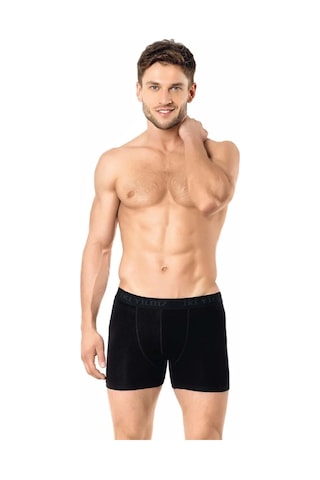 İki Yıldız Erkek Likralı Pamuk Penye Boxer 3'lü Paket 12020 Siyah