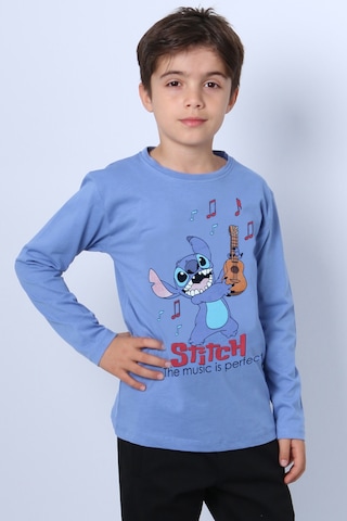 Erkek Çocuk Uzun Kollu Tshirt Karakter Baskılı Bisiklet Yaka E10 İndigo