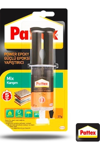 Pattex Power Epoxy Güçlü Yapıştırıcı Mix Karışım Şeffaf 27 G