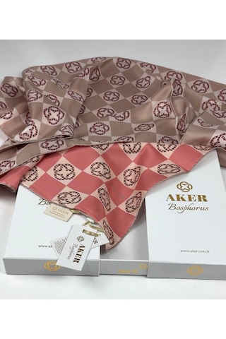Aker Bosphorus Çift Taraflı İpek Twill Eşarp 89147112 Vizon-nar