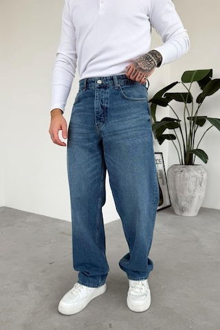 Dokulu Mavi Soft Degrade Basic Regular Pantolon Dokulu Mavi