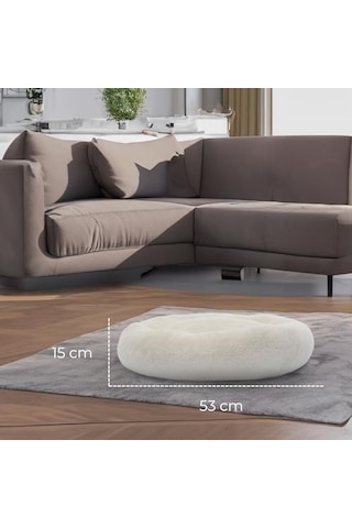 Peluş Kedi Ve Köpek Yatağı Beyaz Renkte, Pugalo Ekonomik Kedi Yatağı Beyaz