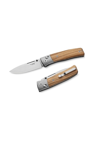 Lionsteel Nini Olive Wood - Titanium Bolster Kamp Çakı Kahverengi