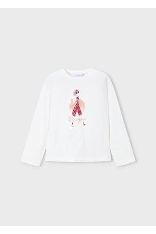 Mayoral Kız Çocuk Uzun Kollu T-shirt 4010 Krem