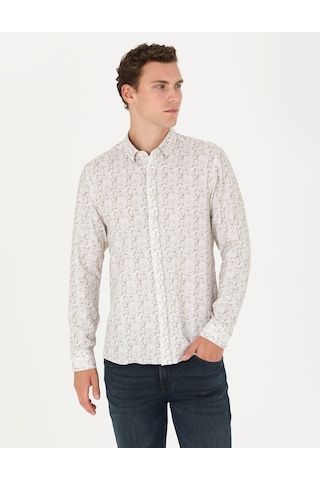 Pierre Cardin Erkek Haki Desenli Gömlek 50273552-vr027 Haki
