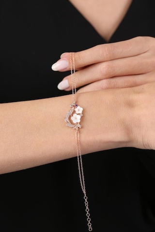 Mia Vento Manolya Çiçeği Işıltı Buklesi Rose Flowers Gümüş Bileklik