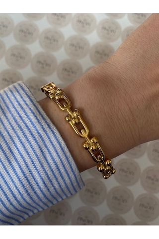 Pinery Jewels Modern Paslanmaz Çelik Kelepçe Bileklik - Günlük Ve Özel Kullanım Altın