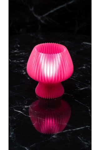Akordeon Tasarım Masa Lambası - 3d Pleated Doku Dekoratif Gece Lambası Modern Ev Hediyesi Aydınlatma Pembe
