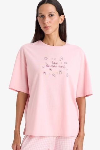 Defacto Baskılı Kısa Kollu Pijama Üstü G1720ax26sppn149 Pembe-pn149