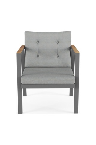 Sierra 2+1+1 Metal İskeletli Suya Dayanıklı Minderli Bahçe Balkon Mobilya Takımı Gri