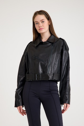 Oversize Bayan Deri Ceket Vb-16-bk-2796-24024 Siyah