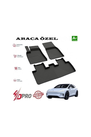 Tesla Model Y Havuzlu Kauçuk Paspas Siyah 2025 2026 2027