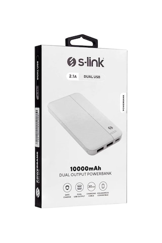 S-Link Ip-G10N 10000Ma Powerbank 2 Usb Port Beyaz Taşınabilir Pil